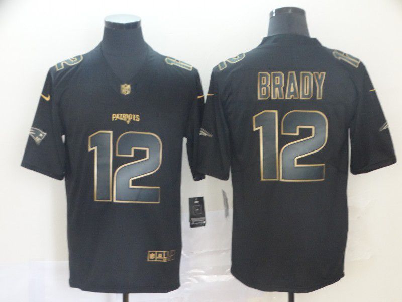 Men New England Patriots #12 Brady Nike Vapor Limited Black Golden NFL Jerseys